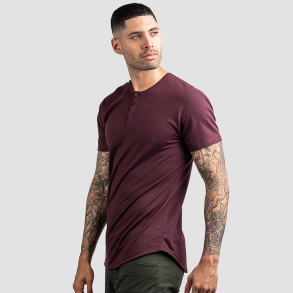 NWT BYLT Signature Drop Cut Henley - Maroon - Picture 2 of 4